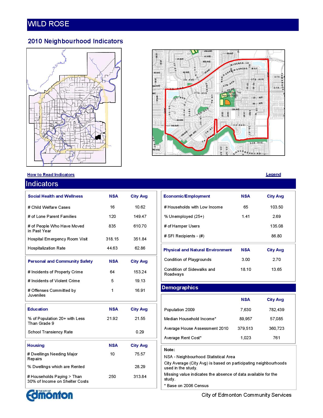 Wild rose Edmonton neighbourhood stats